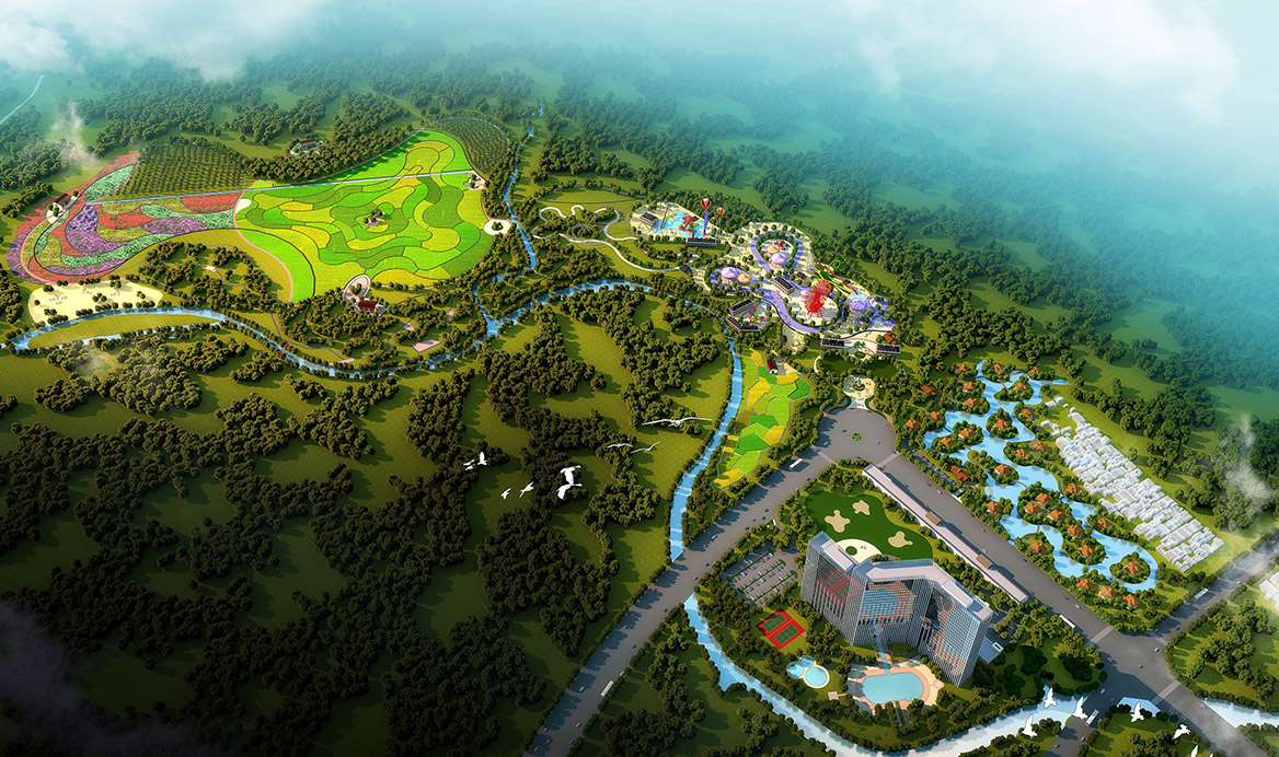 旅游度假中心規(guī)劃設(shè)計(jì)總體鳥(niǎo)瞰圖